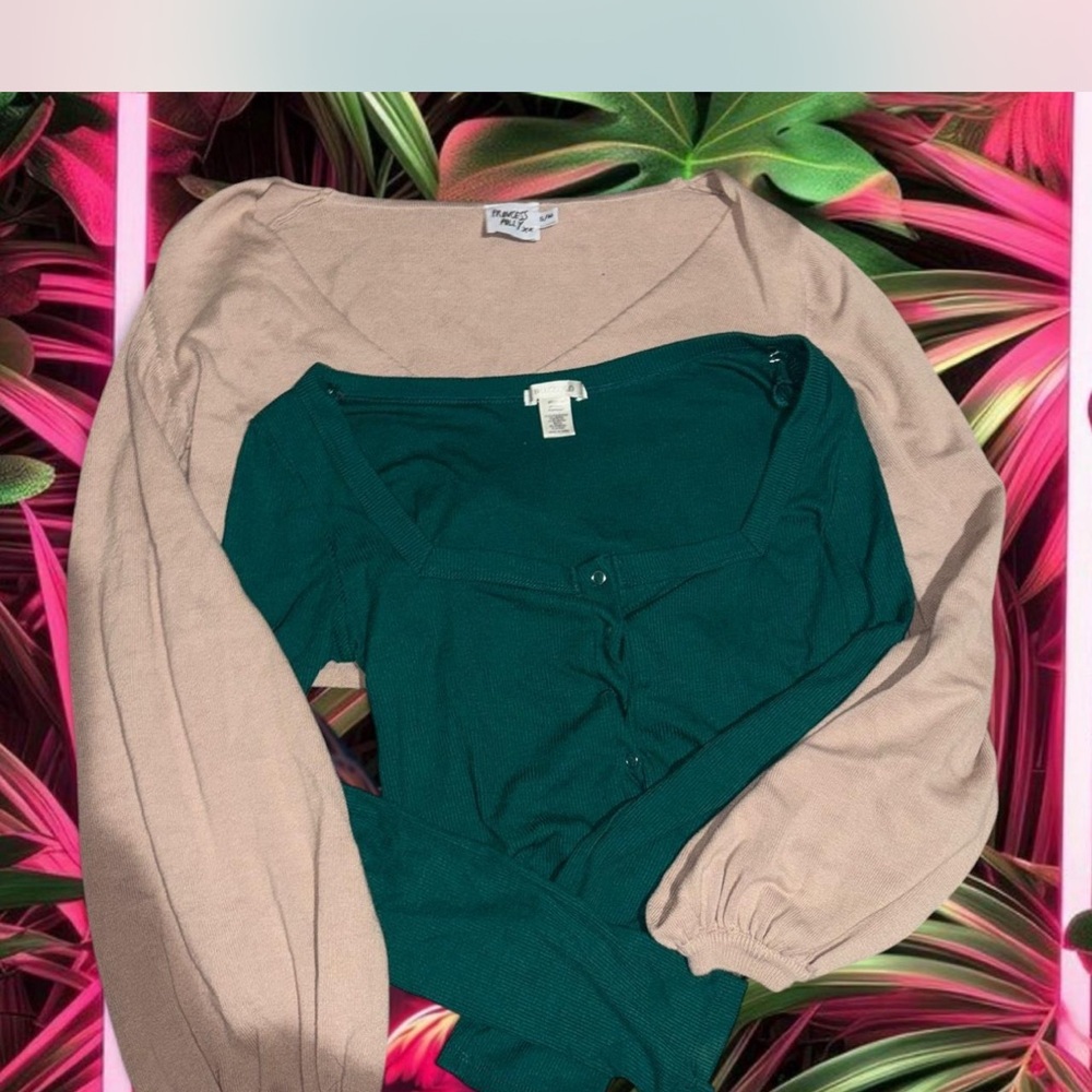 2 princess Polly long sleeve Beige and a Bozzolo Teal Blouses